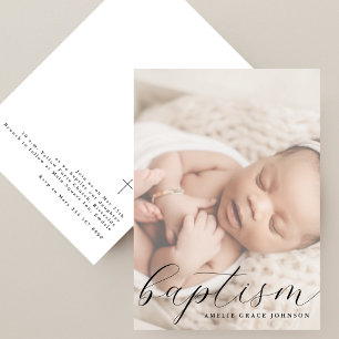 Elegant Schrift Wazige Foto Eenvoudige Doop Kaart