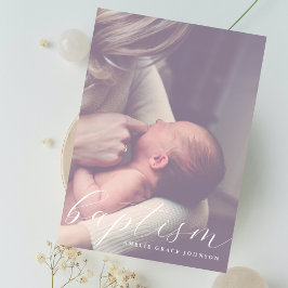 Elegant Schrift Wazige Foto Eenvoudige Doop Kaart