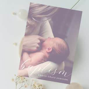 Elegant Schrift Wazige Foto Eenvoudige Doop Kaart
