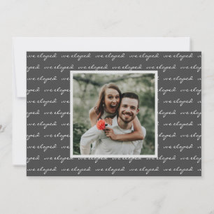 Elegant Schrift We Eloped Aangepaste Foto Huwelijk Aankondiging