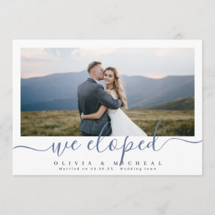 Elegant schrift "we eloped" moderne foto-huwelijks kaart