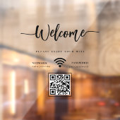 Elegant Schrift Welkom WIFI Scanbare QR Code Raamsticker (Vel 2)