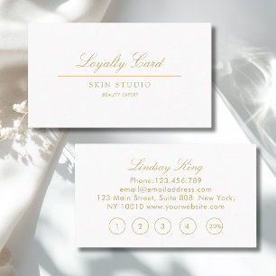 Elegant Schrift Wit Beige Salon 5 Loyalty Card Visitekaartje