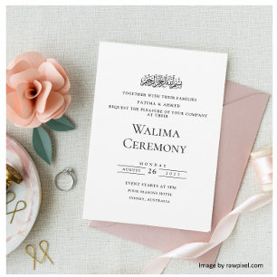Elegant Schrift Wit Zwart Moslim Walima Ceremonie Kaart