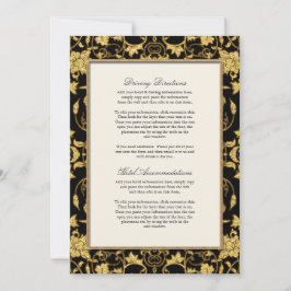Elegant Schrift Zwar Goud Glitter Damast Bruiloft Kaart