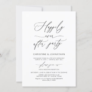 Elegant Schrift, Zwart, Trouw Elopement Kaart