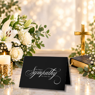 Elegant Schrift Zwart Wit Condoleance Sympathie Kaart