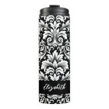 Elegant Schrift Zwart Wit Damast Patroon