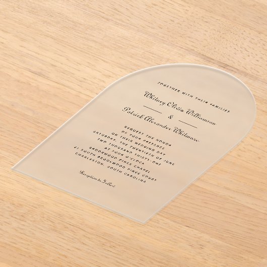 Elegant Schrift Zwart Wit Formeel Klassiek Bruilof Acryl Uitnodigingen (Laagn)