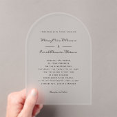 Elegant Schrift Zwart Wit Formeel Klassiek Bruilof Acryl Uitnodigingen (Insitu (Draagbaar))