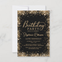 Elegant Schrift Zwarte Gouden Glitters 60e Verjaar