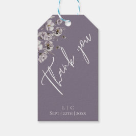 Elegant Schriftschrift Paars Waterverf Bedankt Cadeaulabel