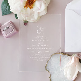 Elegant Schrifttype Boho Witte Monogram Moderne Tr Acryl Uitnodigingen