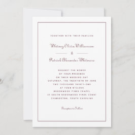Elegant Schrifttype bordeauxrood klassieke formele Kaart