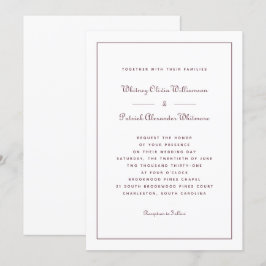 Elegant Schrifttype bordeauxrood klassieke formele Kaart