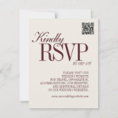 Elegant Schrifttype Burgundy Rood QR Code Formele RSVP Kaartje (Voorkant)