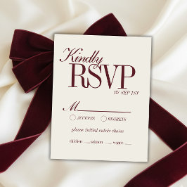 Elegant Schrifttype Burgundy Rood Trouwdetails RSVP Kaartje
