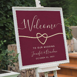 Elegant Schrifttype Burgundy Trouw Welkom Poster