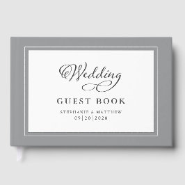 Elegant Schrifttype Grijs Trouw Gastboek Chic Rand Gastenboek