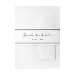 Elegant Schrifttype Navyblauw Huwelijk Uitnodigingen Wikkel
