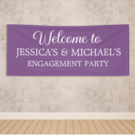 Elegant Schrifttype Paarse Verlovingsfeest Spandoek