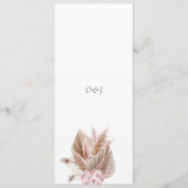 Elegant Schrifttype Pampas Gras Bruiloft Menu (Achterkant)