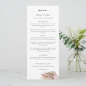 Elegant Schrifttype Pampas Gras Bruiloft Menu (Staand voorkant)
