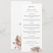 Elegant Schrifttype Pampas Gras Bruiloft Menu (Voorkant / Achterkant)