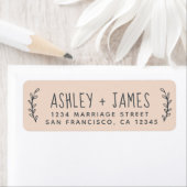 Elegant Schrifttype Pastel Roze Huwelijk Retouradr Etiket (Insitu)