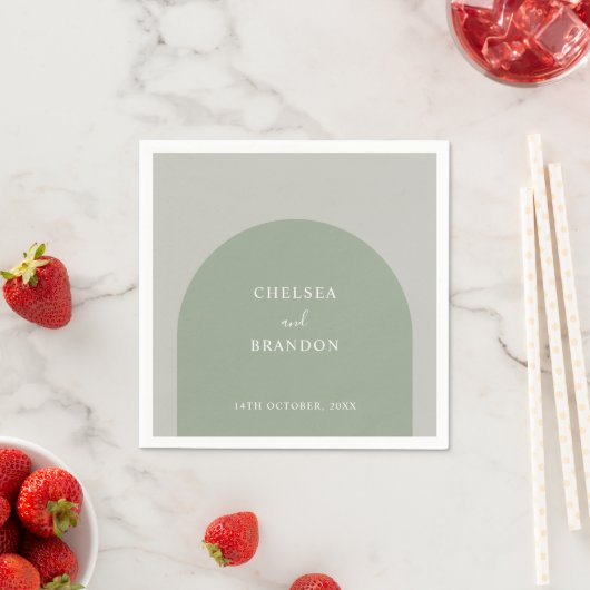 Elegant Schrifttype Salie Groen Boho Boog Landelij Servet (Insitu)