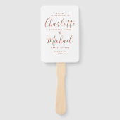 Elegant Schrifttype Terracotta Trouwprogramma Handwaaier (Voorkant)