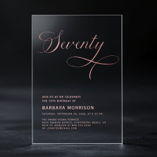 Elegant Schrijfschrift Zeventig Roze Goud 70ste Ve Acryl Uitnodigingen