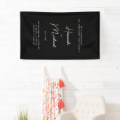 Elegant, Schwarz, "Willkommen zu unserer Hochzeit" Spandoek (Insitu)