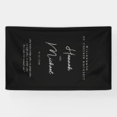 Elegant, Schwarz, "Willkommen zu unserer Hochzeit" Spandoek (Horizontaal)