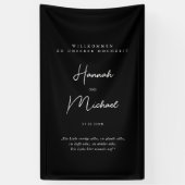 Elegant, Schwarz, "Willkommen zu unserer Hochzeit" Spandoek (Verticaal)