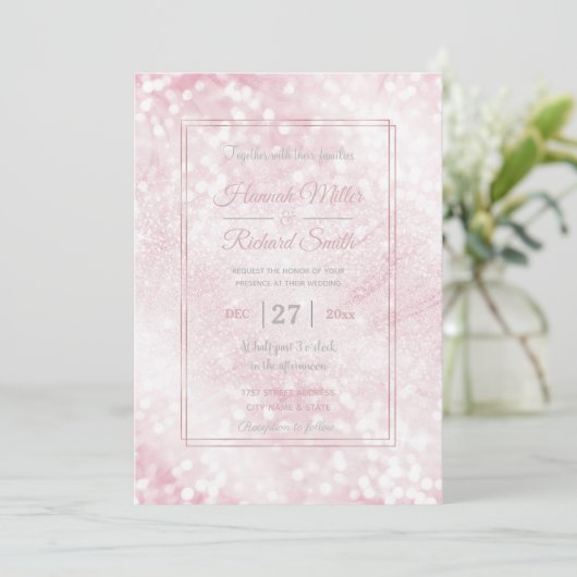 Elegant Scintillant roze glitter bokeh Sparkles Kaart (Staand voorkant)