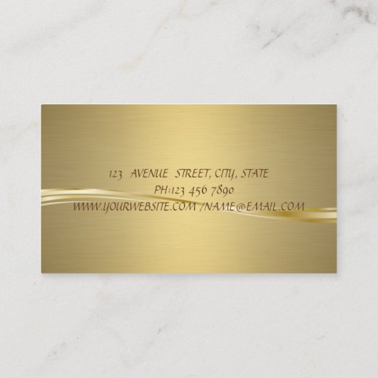 Elegant Scissors, Flowers Feather Faux Gold Visitekaartje (Achterkant)