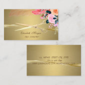 Elegant Scissors, Flowers Feather Faux Gold Visitekaartje (Voorkant / Achterkant)