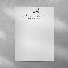 Elegant Scissors Hairdresser Personal Stationery Briefhoofd