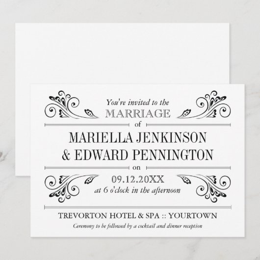 Elegant Sconce Wedding Invitation Kaart (Voorkant / Achterkant)