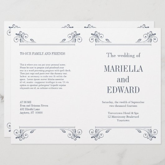 Elegant Sconce Wedding Programme (Voorkant / Achterkant)