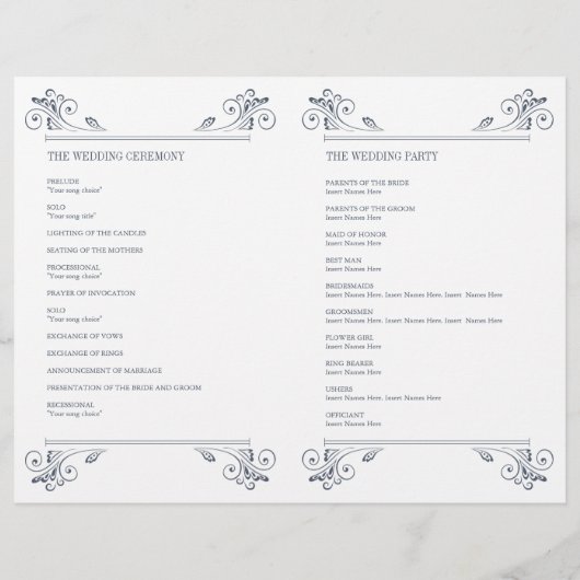 Elegant Sconce Wedding Programme (Achterkant)