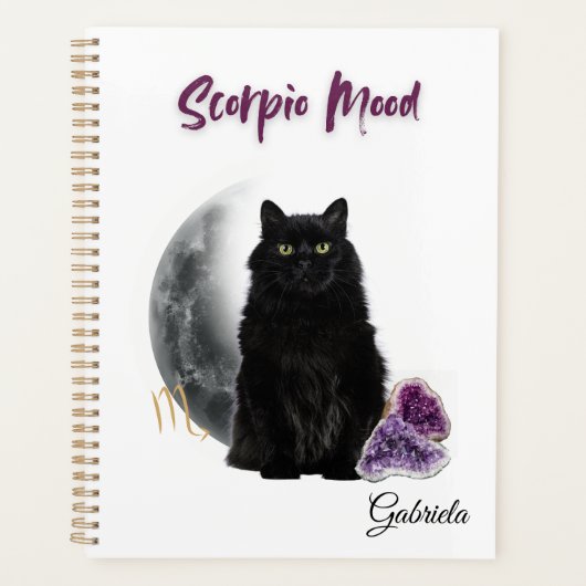 Elegant Scorpio Zodiac Cat Planner Notebook (Voorkant)