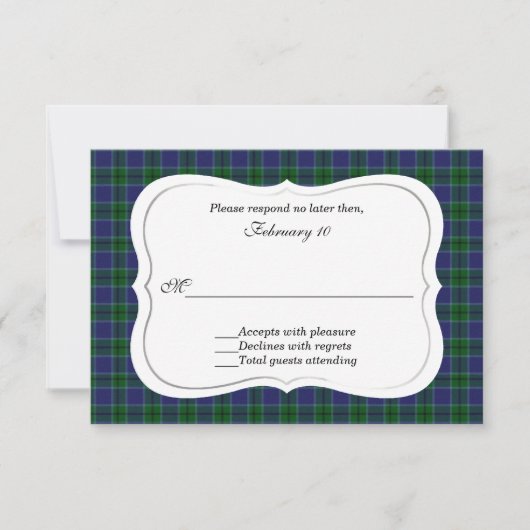 Elegant Scott Clan Tartan Wedding RSVP (Voorkant)