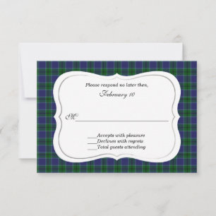Elegant Scott Clan Tartan Wedding RSVP Kaartje