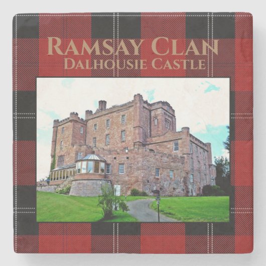 Elegant Scottish Ramsay Clan Castle Tartan Stenen Onderzetter (Voorkant)