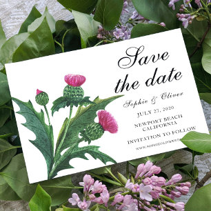 Elegant Scottish Thistle Floral Save The Date