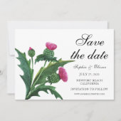Elegant Scottish Thistle Floral Save The Date (Voorkant)
