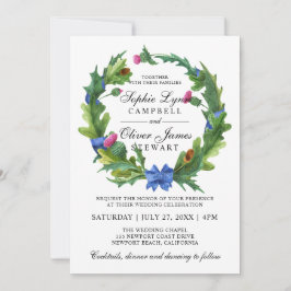 Elegant Scottish Thistle Floral Wedding Kaart