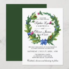 Elegant Scottish Thistle Floral Wedding Kaart